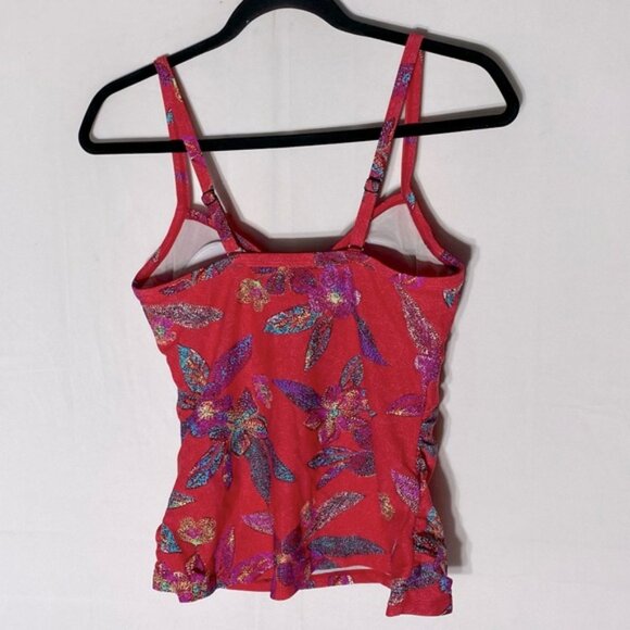 5/$25 Christina Red Floral Tankini Bikini Top Swim Top 10 - Picture 2 of 12